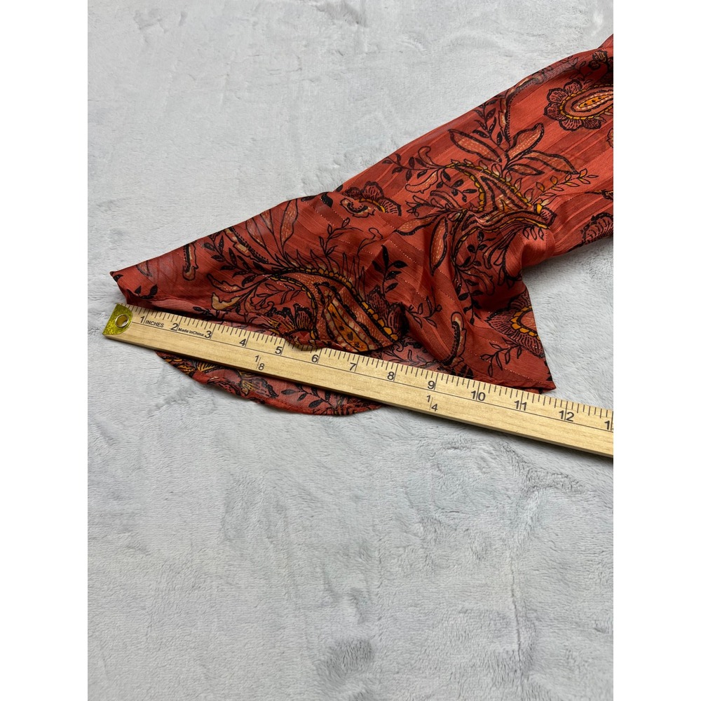 Umgee Womens Dress Medium Rust Orange Paisley Metallic Boho Bell Sleeve - Picture 8 of 12